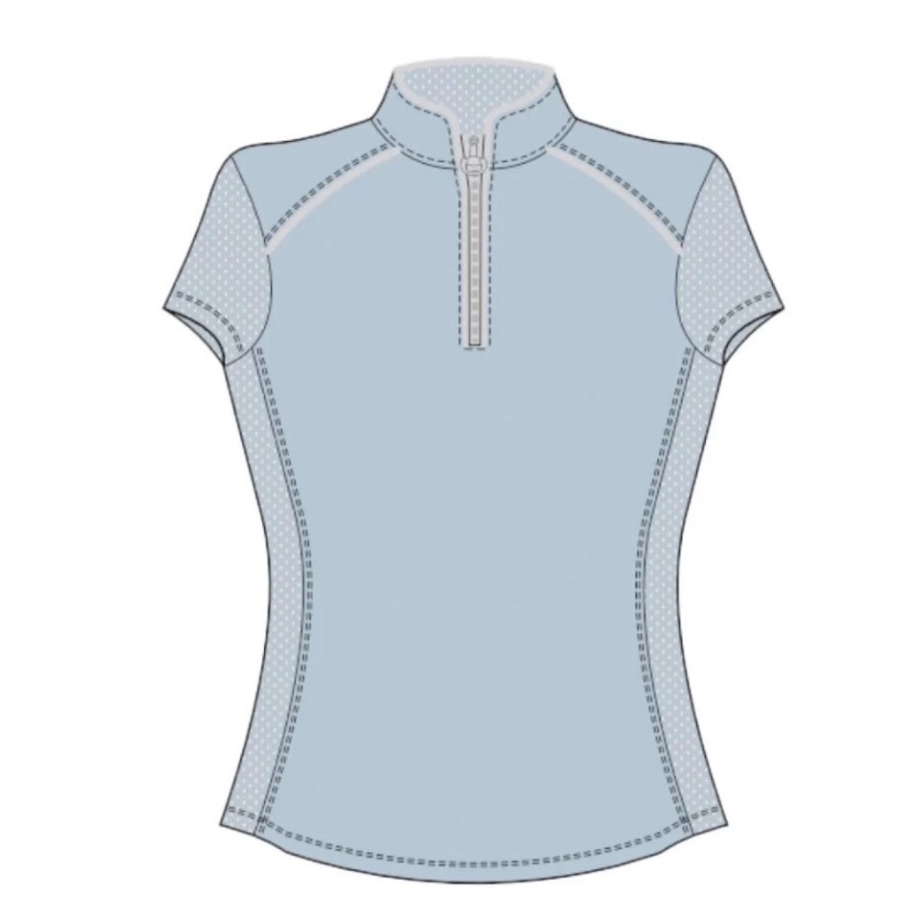 Chestnut Bay Performance Rider SkyCool Sport Short Sleeve Shirt Blue Large L